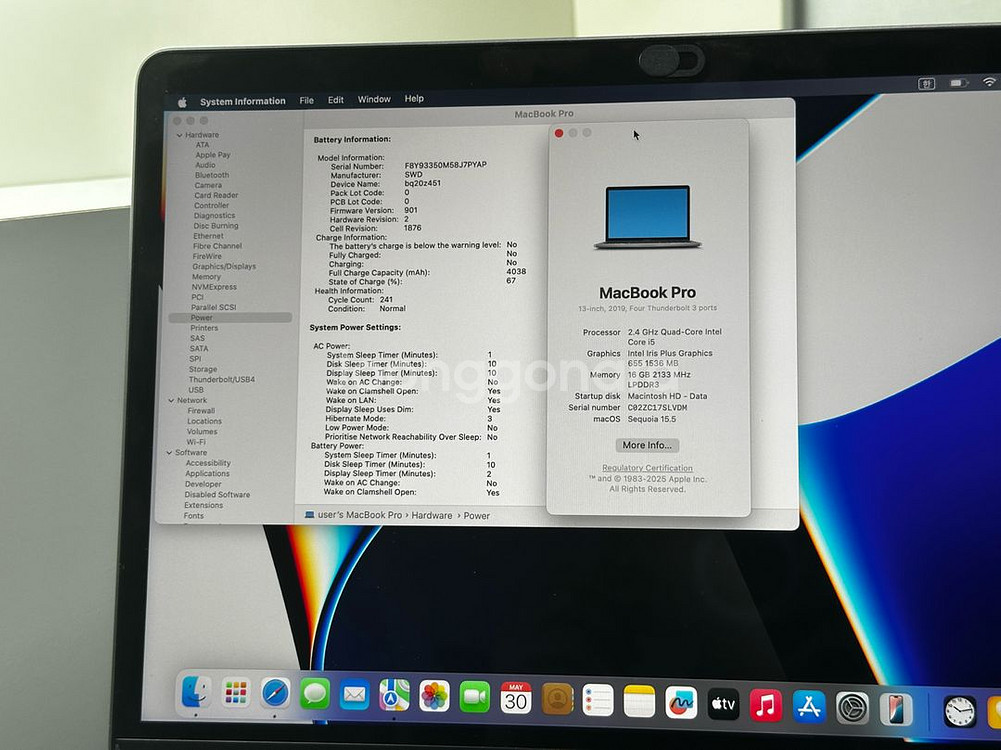 맥북 프로 2019 13인치 16gb SSD 512gb--3
