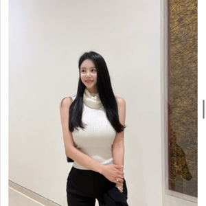 새상품) 더마농 터트넥 골지 니트 나시 탑 아이보리
