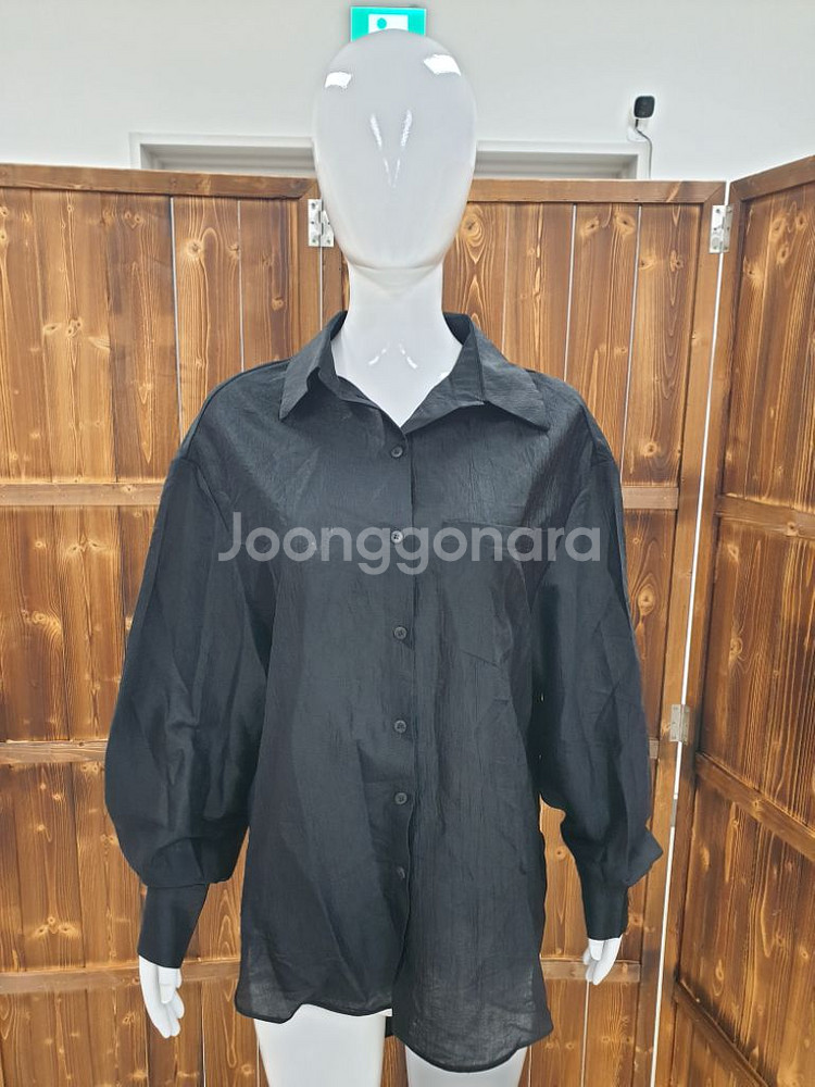 여성 루즈핏 블랙 포인트 롱 트임 시스루 편안한 패션--4
