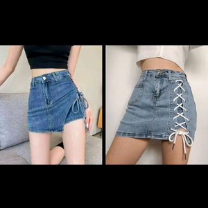 새거)청 리본 스커트 치마 미니스커트 치마바지 반바지