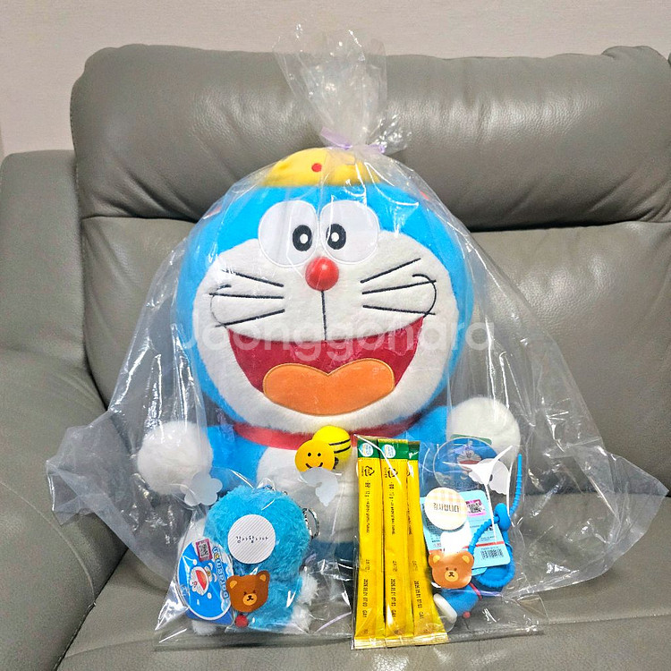 (일괄)도라에몽 왕관 45cm대형인형 키링 세트--1