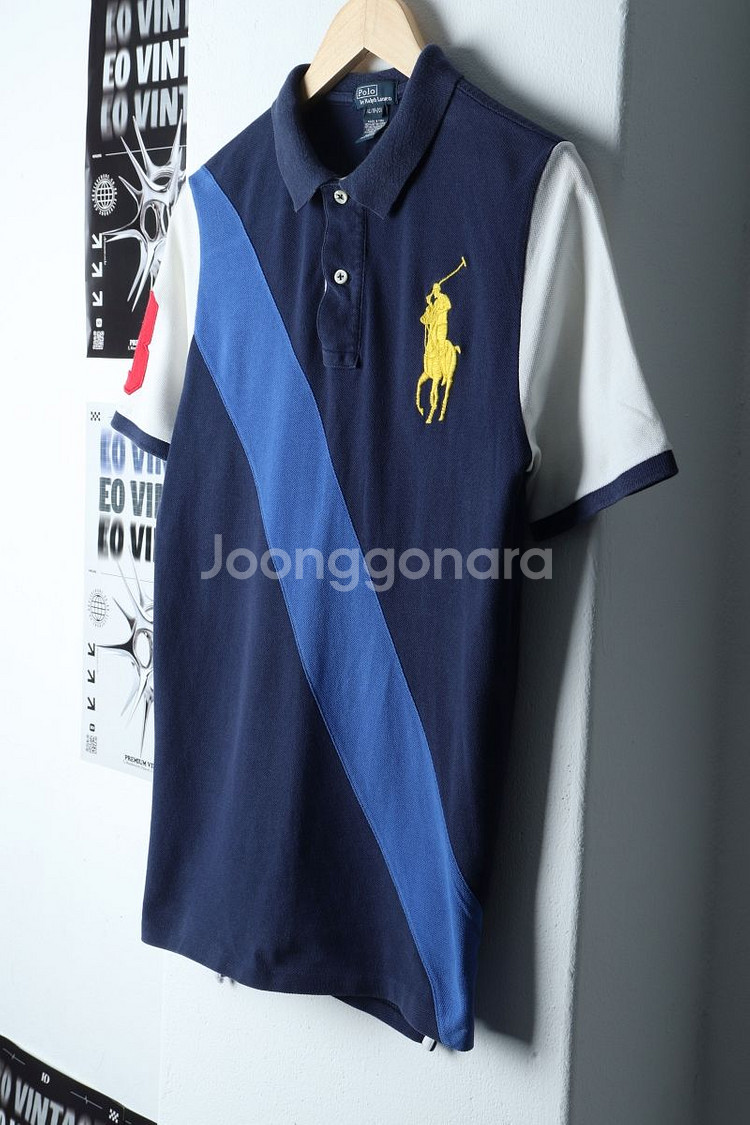 (L-XL) 폴로 랄프로렌 반팔 카라 티셔츠 네이비--5
