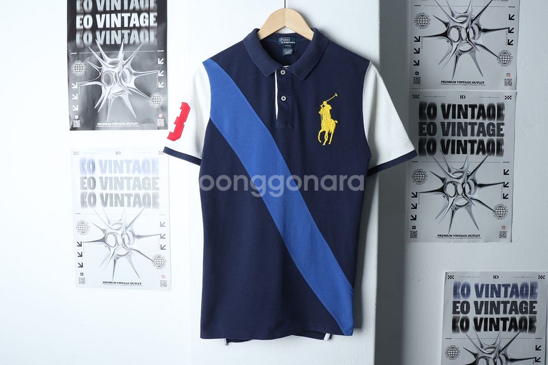 (L-XL) 폴로 랄프로렌 반팔 카라 티셔츠 네이비--0