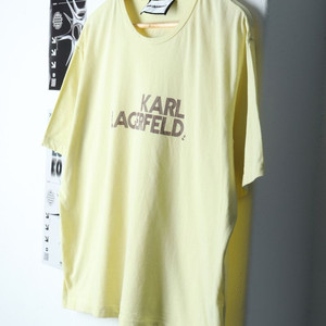 W(XL) 칼라거펠트 반팔 티셔츠 로고 노랑 한정판