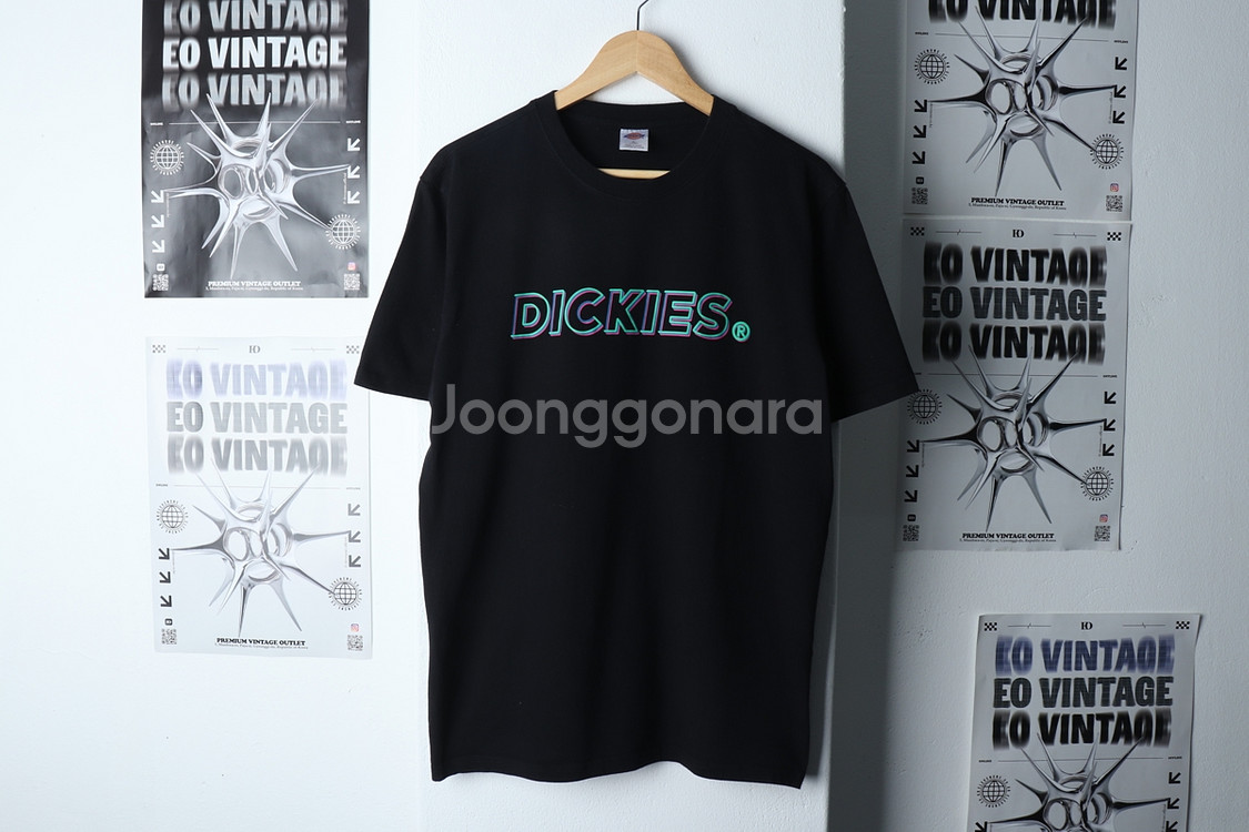 (XL) 디키즈 반팔 티셔츠 로고 블랙 올드스쿨--4