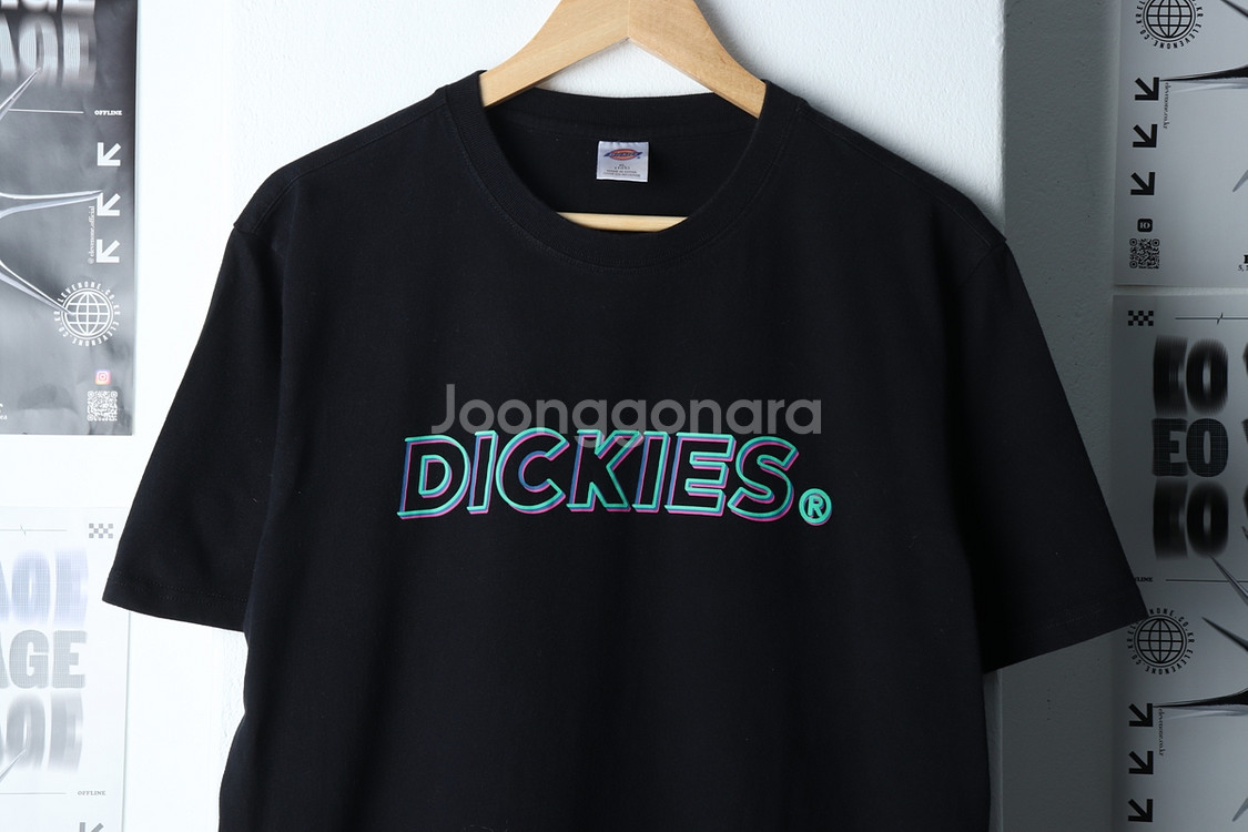 (XL) 디키즈 반팔 티셔츠 로고 블랙 올드스쿨--3