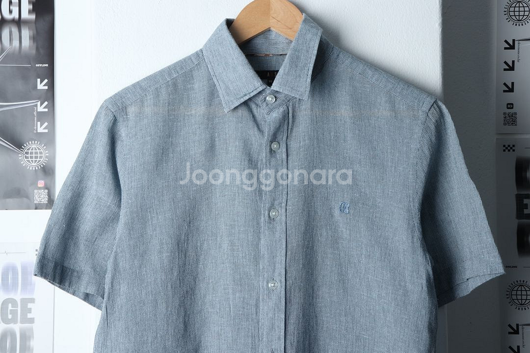 (M-L) 닥스 반팔셔츠 남방 블루 아메카지 한정판--1