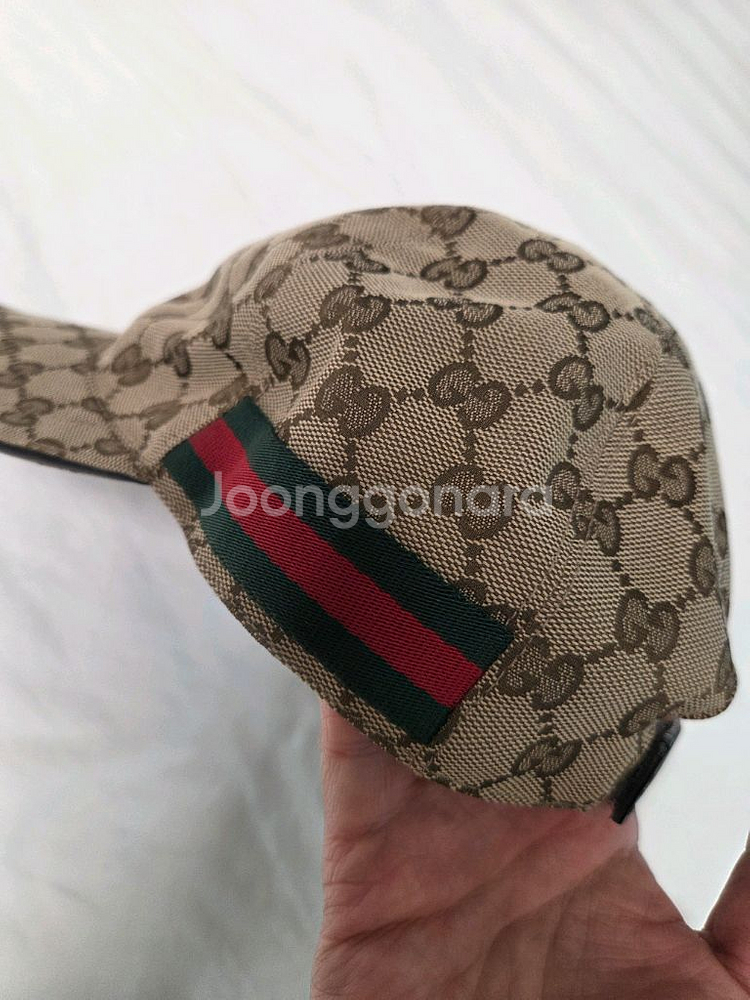 정품 구찌 베이지 삼선 남자 캡모자 XL 팝니다--8