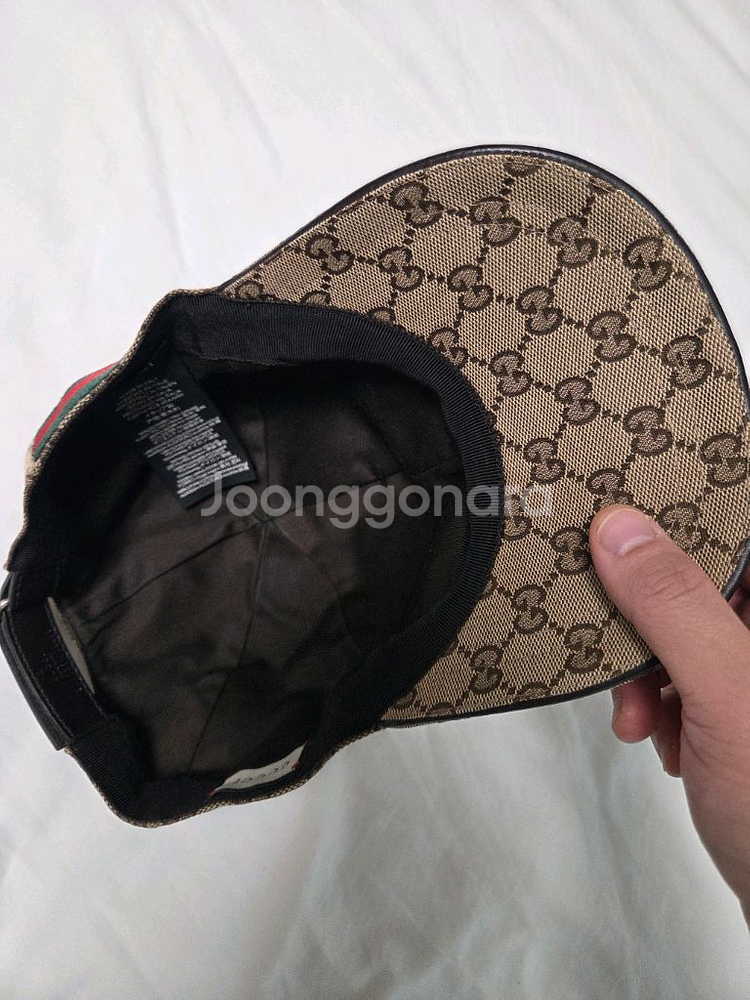 정품 구찌 베이지 삼선 남자 캡모자 XL 팝니다--9