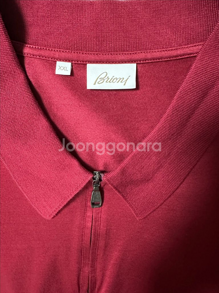 [미착용 정품] 브리오니(Brioni) 버건디 지퍼폴로--2