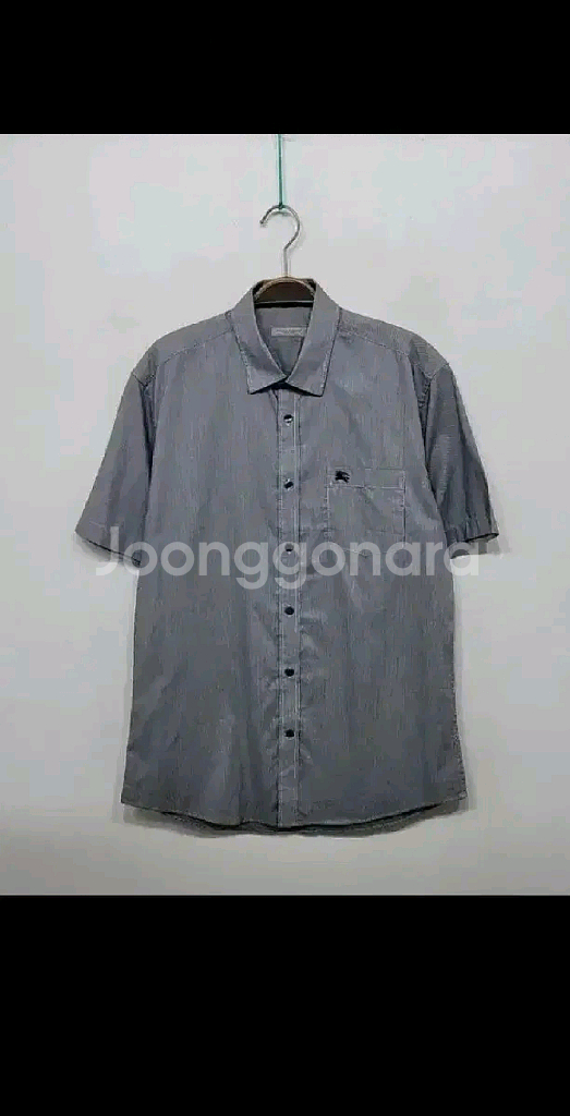 (M) 버버리 반팔남방 핀스트라이프 로고 셔츠 포켓--0
