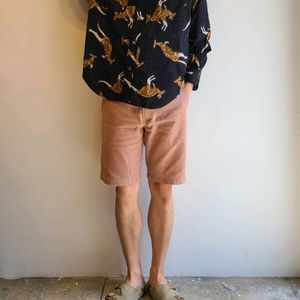 BIG SMITH 라이트 핑크 리넨 하프 팬츠