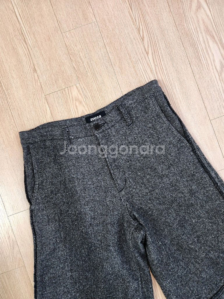 주카 헤링본 울 와이드 하프 팬츠--2