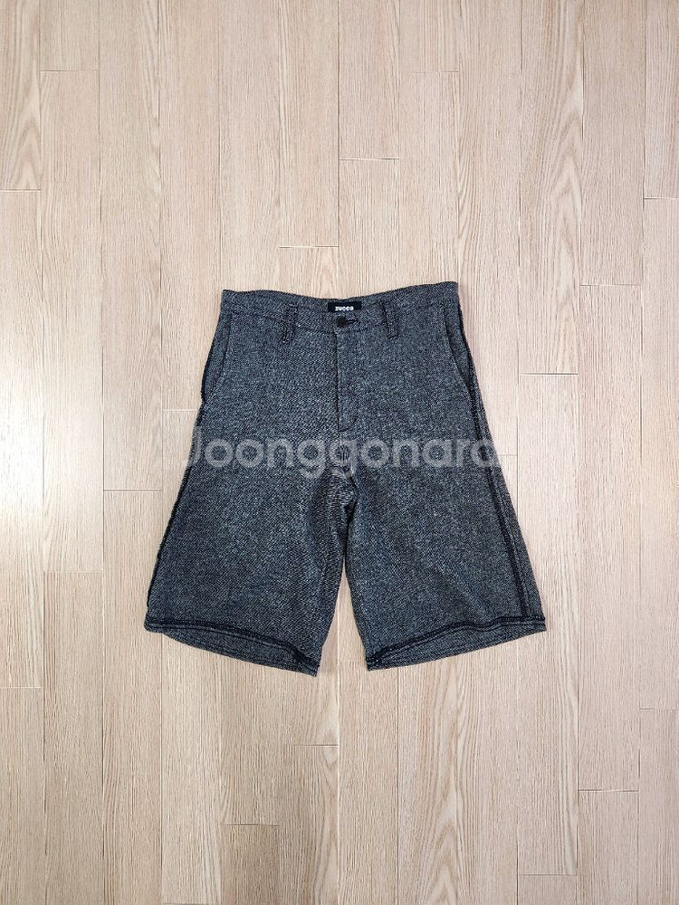 주카 헤링본 울 와이드 하프 팬츠--1