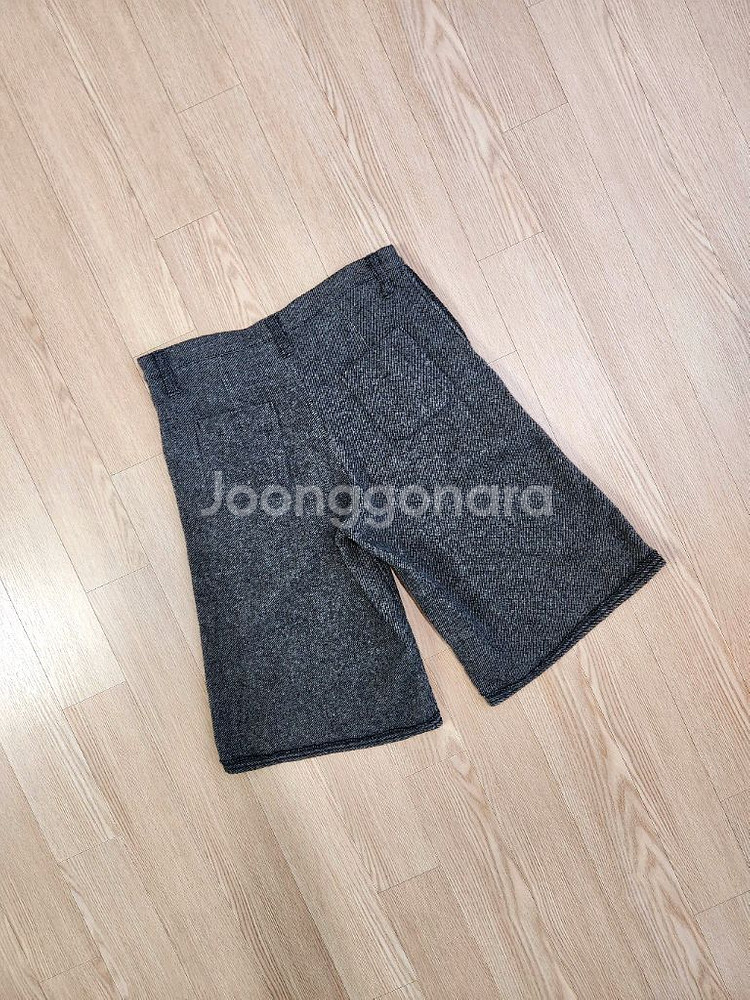 주카 헤링본 울 와이드 하프 팬츠--5