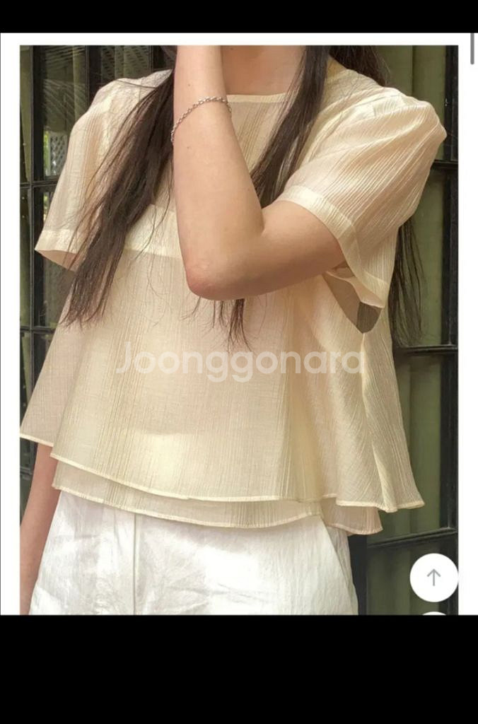 킨다베이지 안네 시어 썸머 레이어드 블라우스 크림베이지--0
