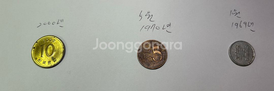 10원 동전(1967년 ~ 1979년) 및 5원, 1원--8