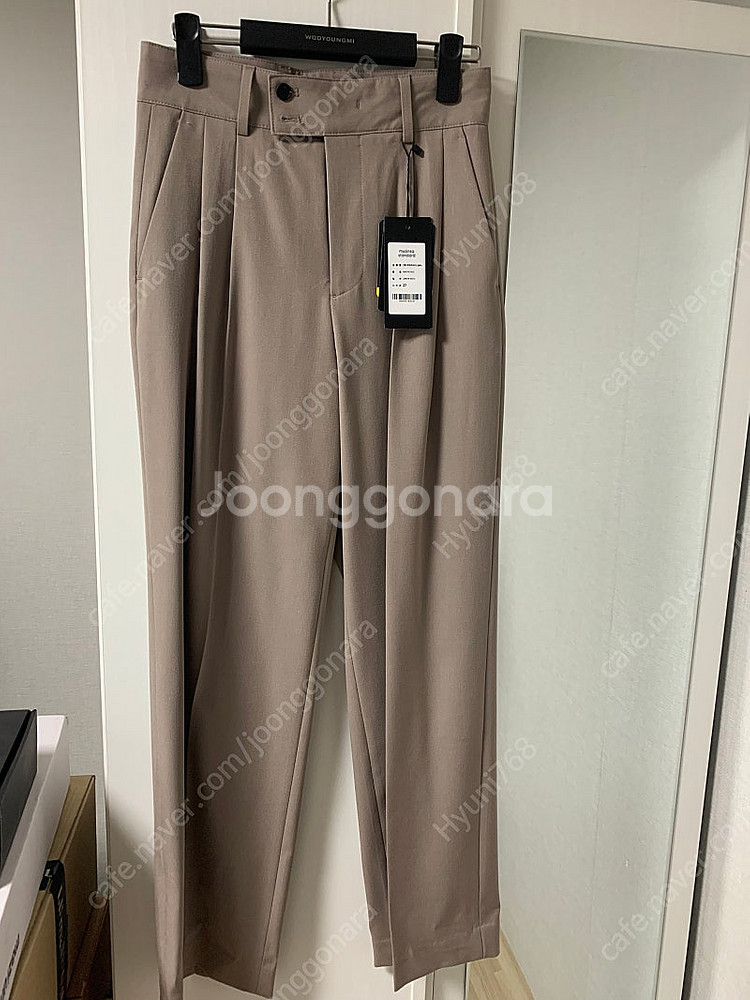 무탠다드 더블 버튼투턱와이드슬랙스그레이쉬베이지27판매--0