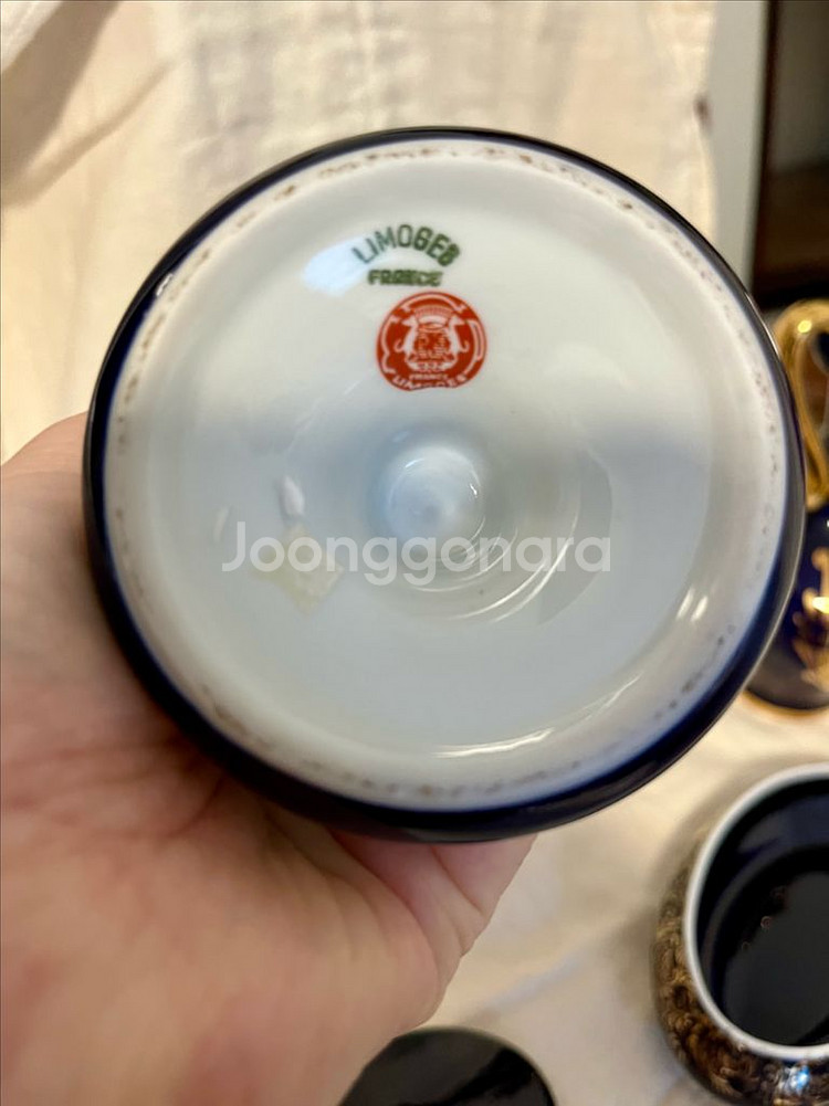 프랑스 리모지 빈티지 코발트블루 도자기 세트--9