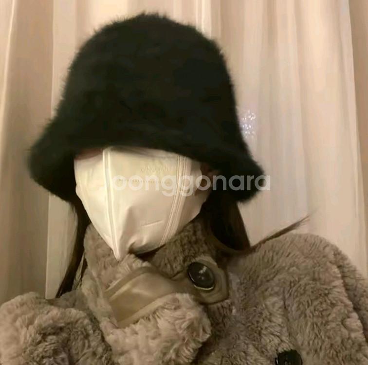 새거) 퍼 버킷햇 털 모자 블랙 벙거지 겨울--0