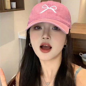 리본 핑크 볼캡 모자 새상품