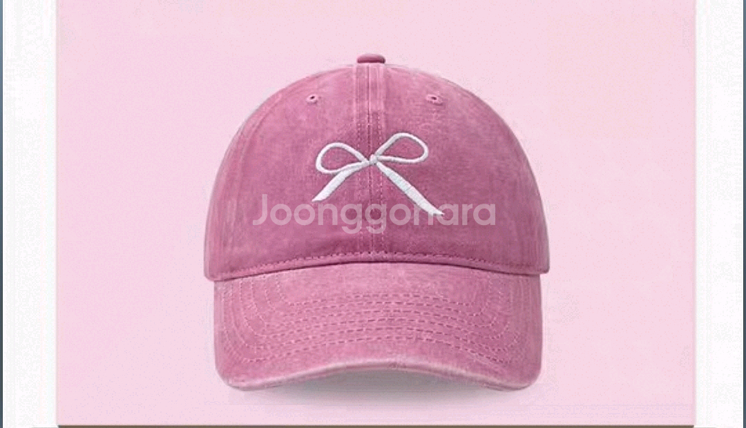 리본 핑크 볼캡 모자 새상품--1
