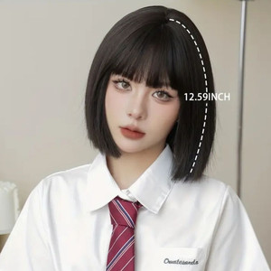 초코브라운 단발 가발 C컬 새상품