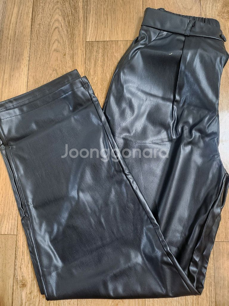 블랙 레더 가죽 바지--0