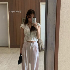 타낫 핀턱 와이드팬츠 라벤더S