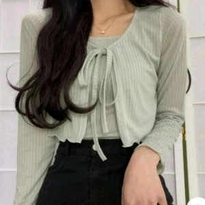 나시 가디건세트 (올리브)