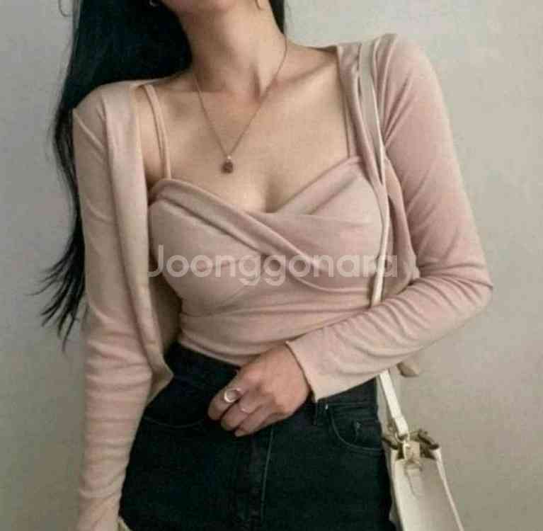 꼬임크롭나시가디건 베이지--0