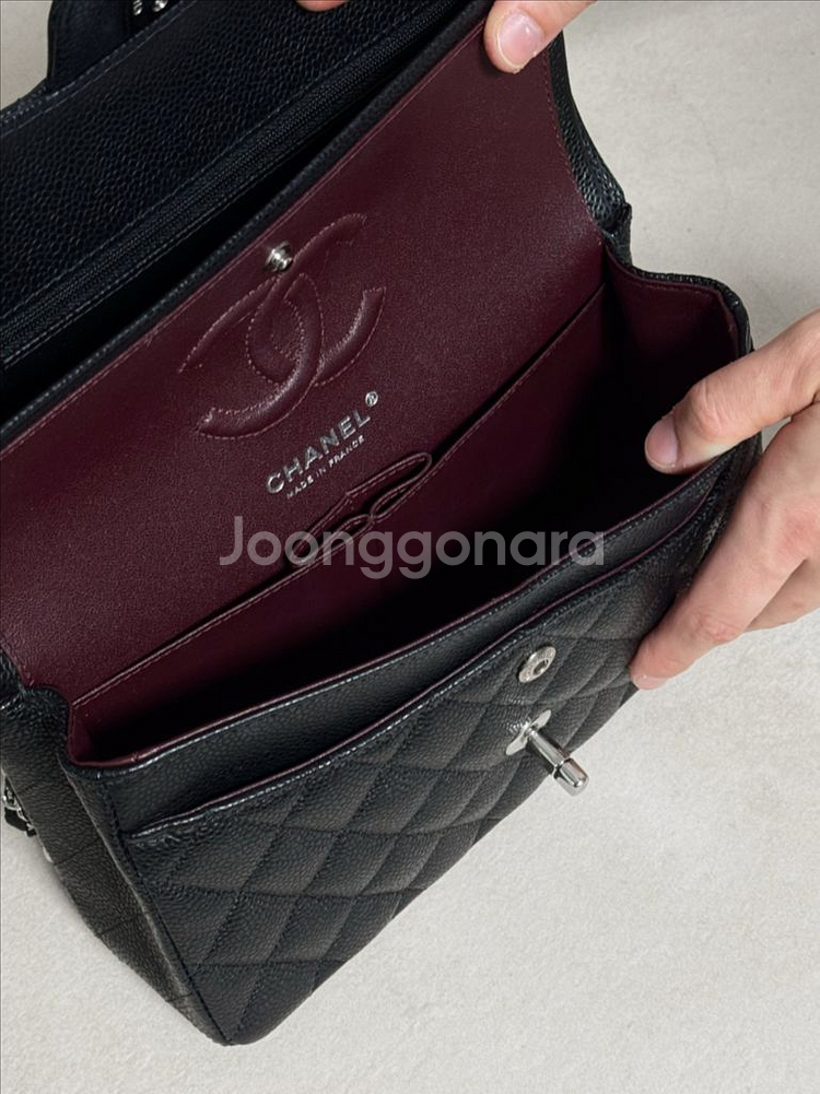 샤넬 클래식 플랩백 캐비어 스몰 은장--5