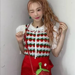 (태연 님 착용)리바이스 타이니 스웨터 베스트 딸기니트