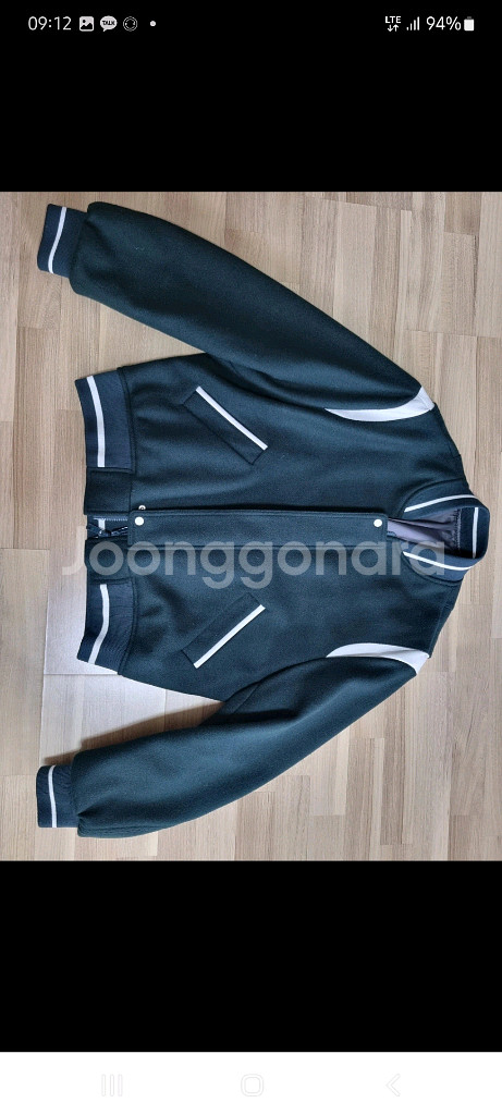 LMood 프레피 스타디움 재킷 딥그린--3