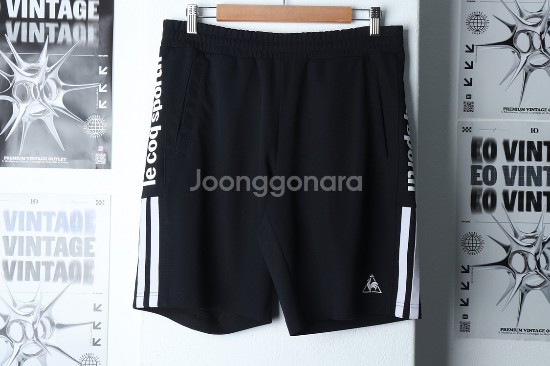 (L) 르꼬끄 반바지 팬츠 밴딩 블랙 올드스쿨--1
