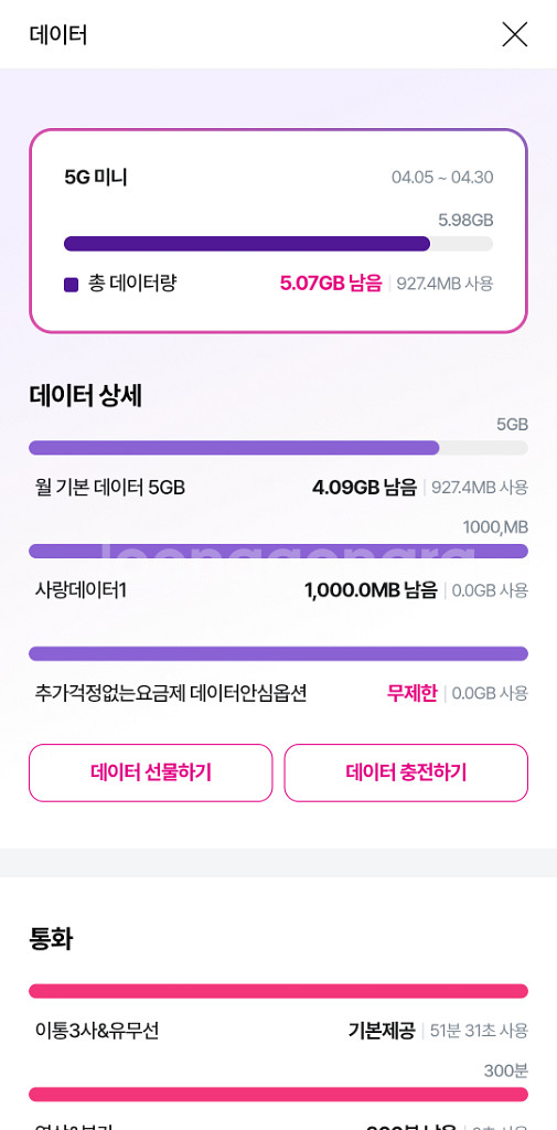 lg u+ 데이터2기가--0