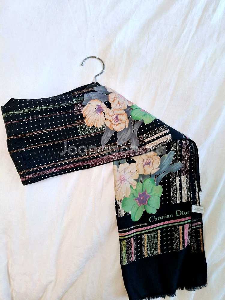 정품 크리스찬디올 실크스카프 빈티지 블랙 프랑스제조--1