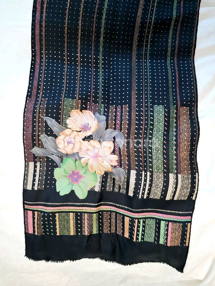 정품 크리스찬디올 실크스카프 빈티지 블랙 프랑스제조--6