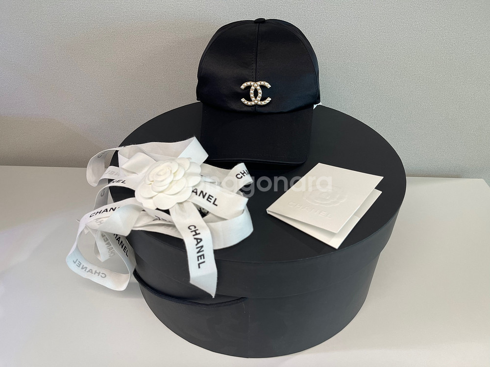 샤넬 CC 로고 진주 제니 볼캡--0