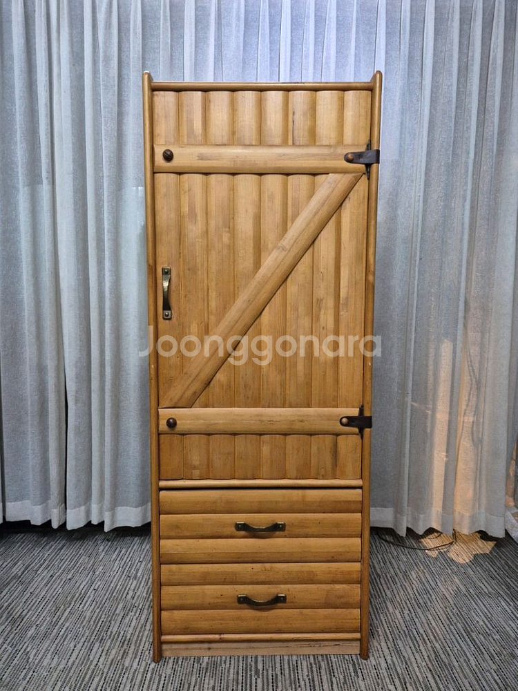 원목 2단 서랍형 싱글옷장--0