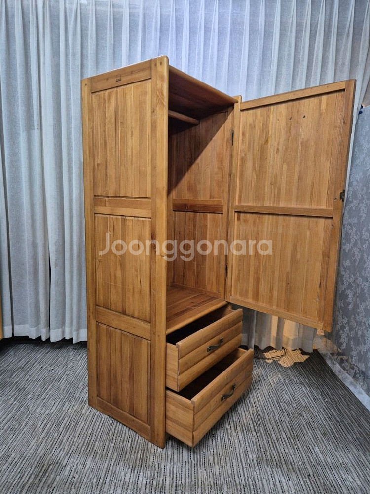 원목 2단 서랍형 싱글옷장--3