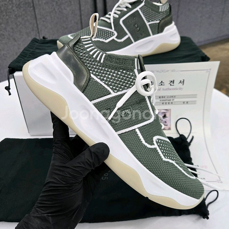 벨루티 쉐도우 니트엔 카프 레더 스니커즈 6사이즈--2