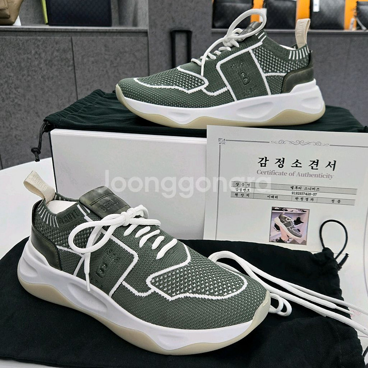 벨루티 쉐도우 니트엔 카프 레더 스니커즈 6사이즈--0