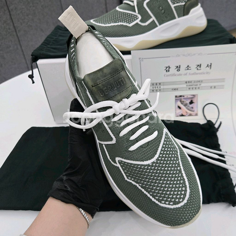 벨루티 쉐도우 니트엔 카프 레더 스니커즈 6사이즈--1