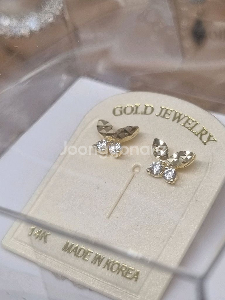 14k 스타몬드 정품 나비 귀걸이 + 목걸이 세트--0