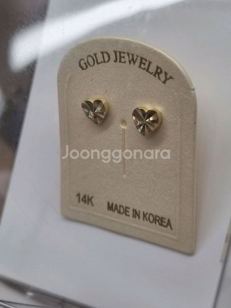 14k 스타몬드 하트 귀걸이 + 목걸이 세트--1