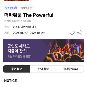 더파워풀 콘서트 2매 판매