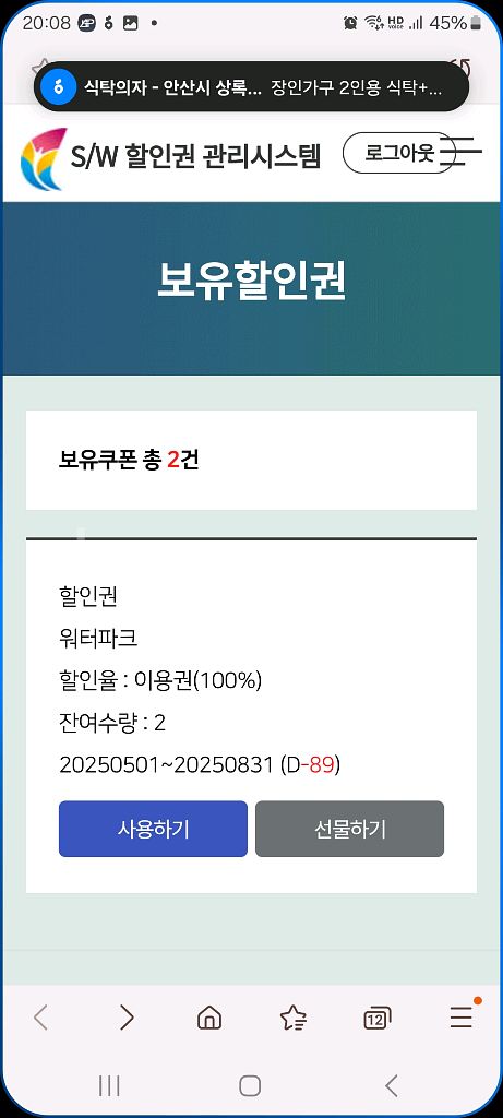 디오션워터파크 할인권2매--1