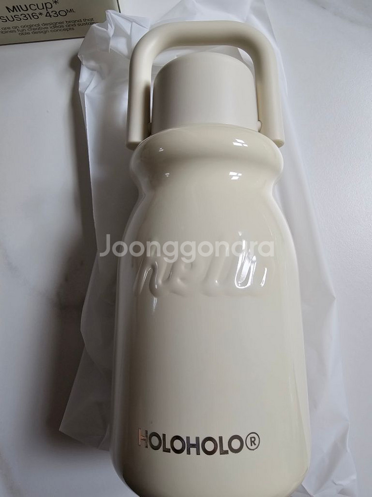 홀로홀로 밀크 텀블러 430ml 보온병 원터치 스텐 손--4