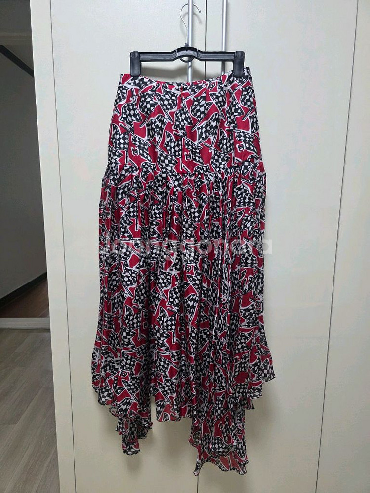 샤넬 실크 언발란스 스커트--2